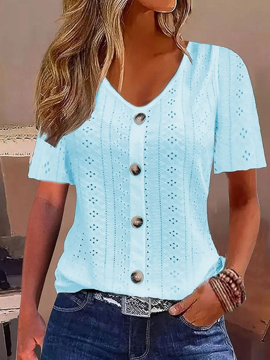 Women's Casual Elegant Short Sleeve Lace Top