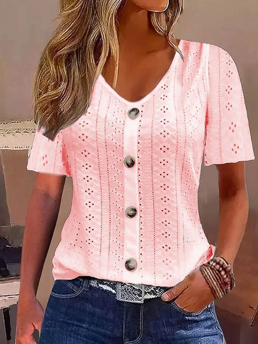 Women's Casual Elegant Short Sleeve Lace Top