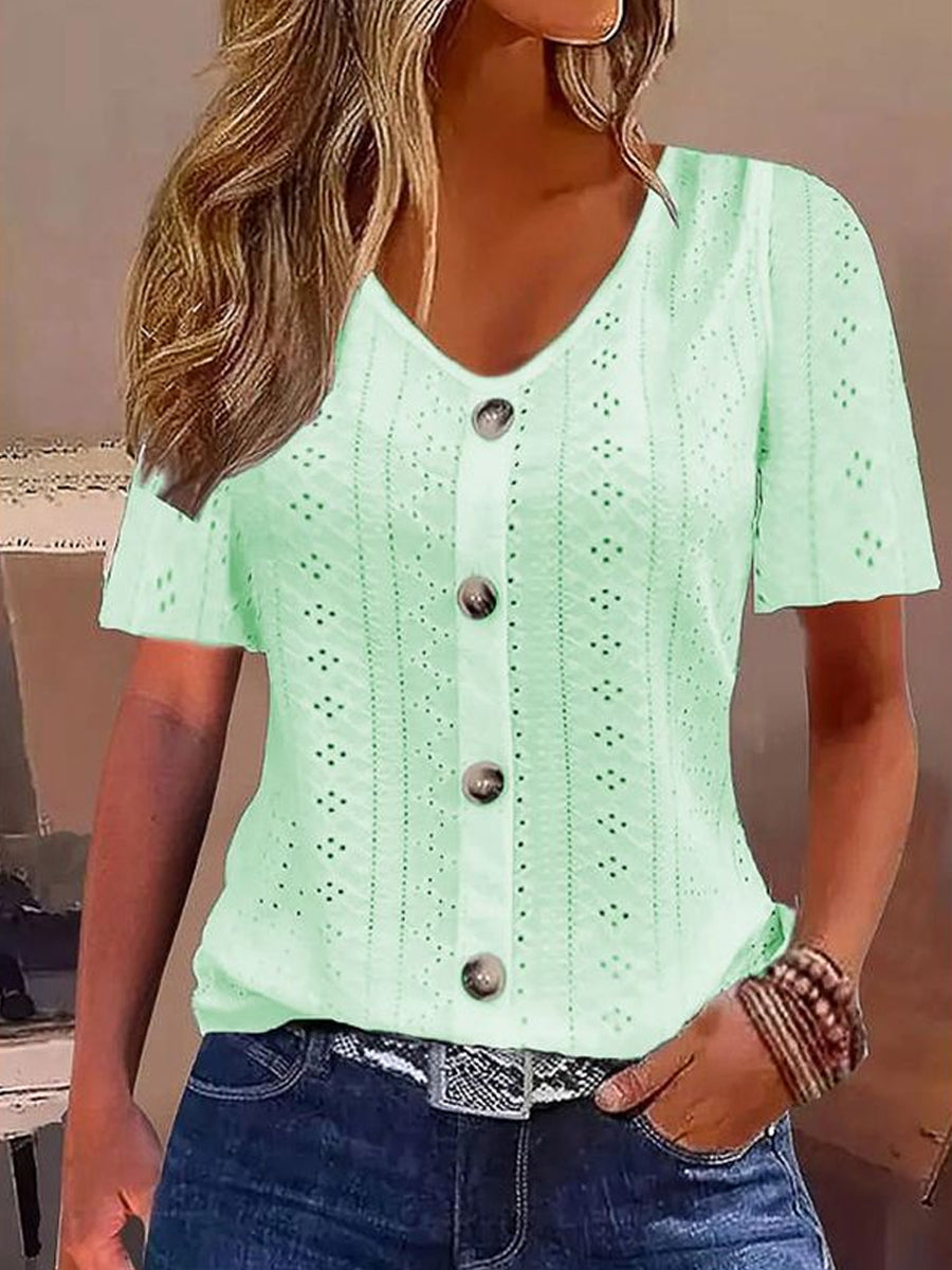 Women's Casual Elegant Short Sleeve Lace Top