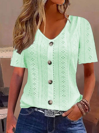 Women's Casual Elegant Short Sleeve Lace Top