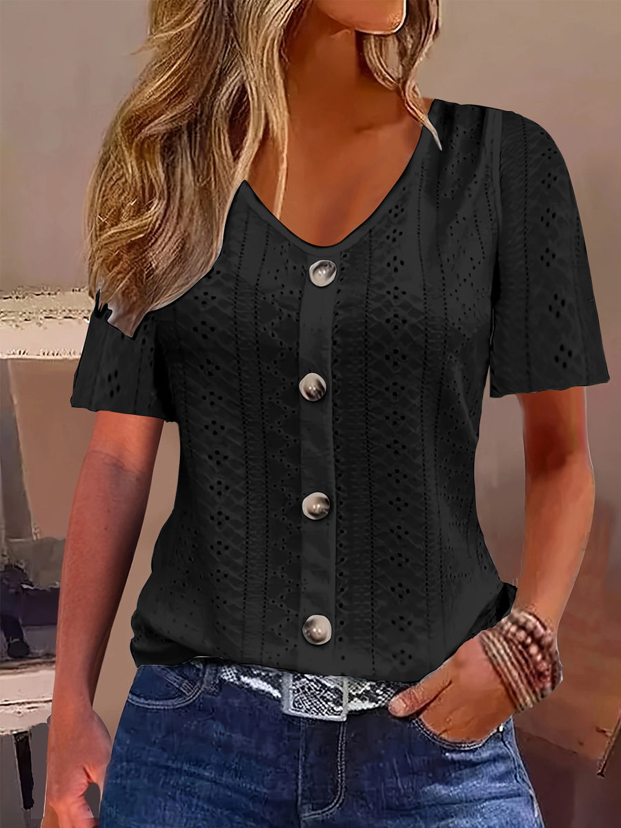 Women's Casual Elegant Short Sleeve Lace Top