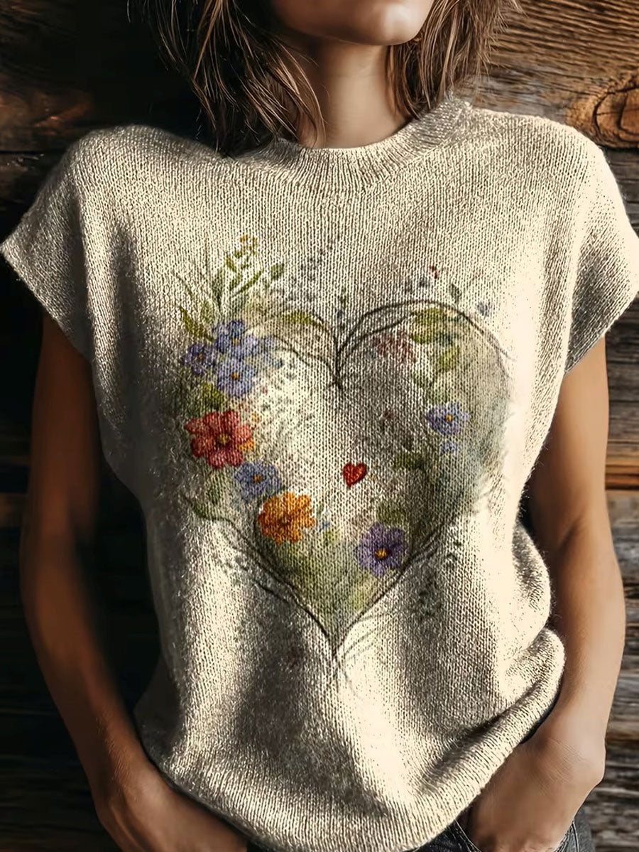 Dammiga blommiga konststil retrotryckta toppar