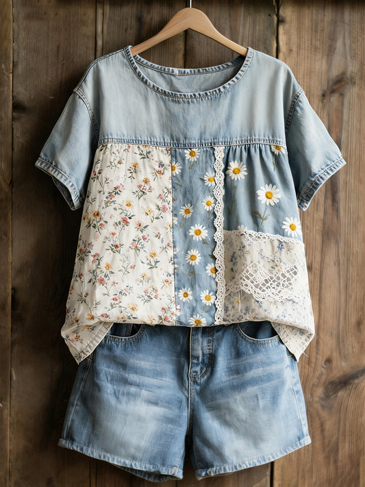 Women's Floral Pattern Casual T-Shirt