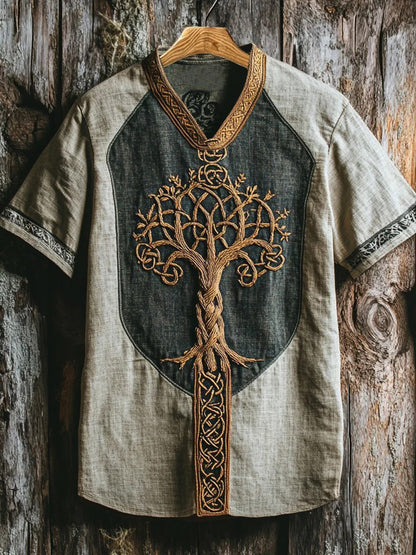 Men's Viking style V-neck sweater with print