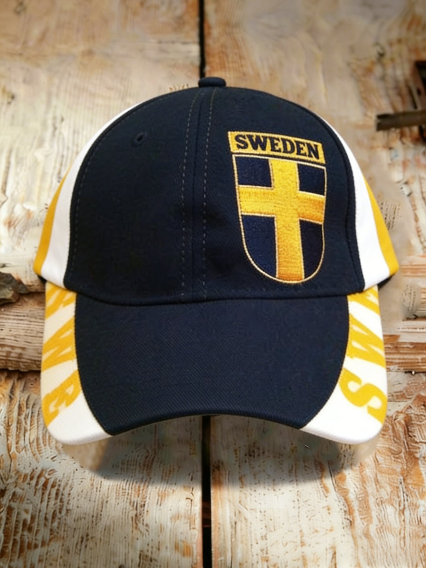 Retro vikingasvensk flaggmärke avslappnad tvättad hatt