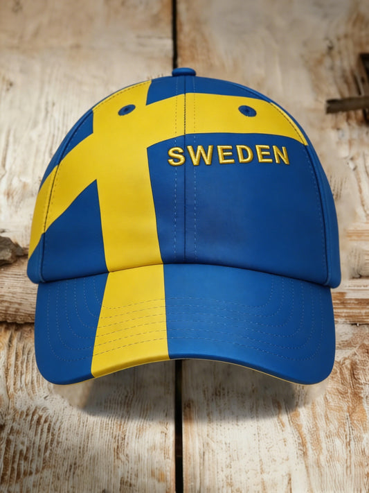 Retro Viking Swedish Flag Patch Casual Washed Hat