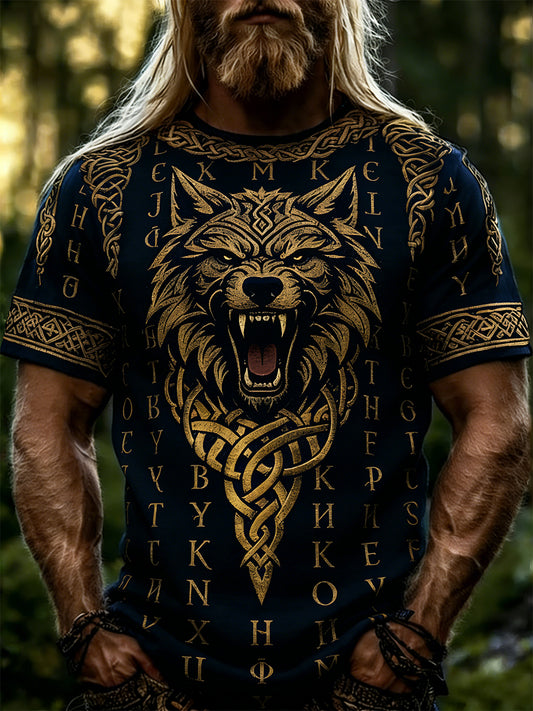 Men's short-sleeved Viking-themed top