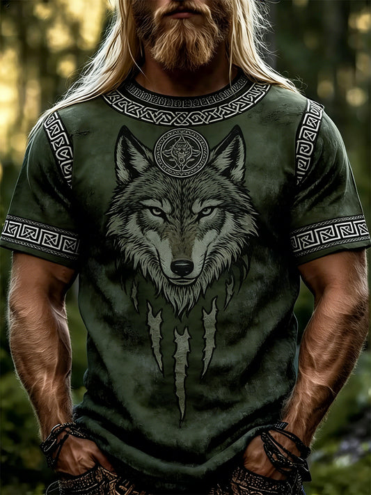 Men's Viking-themed short-sleeved top