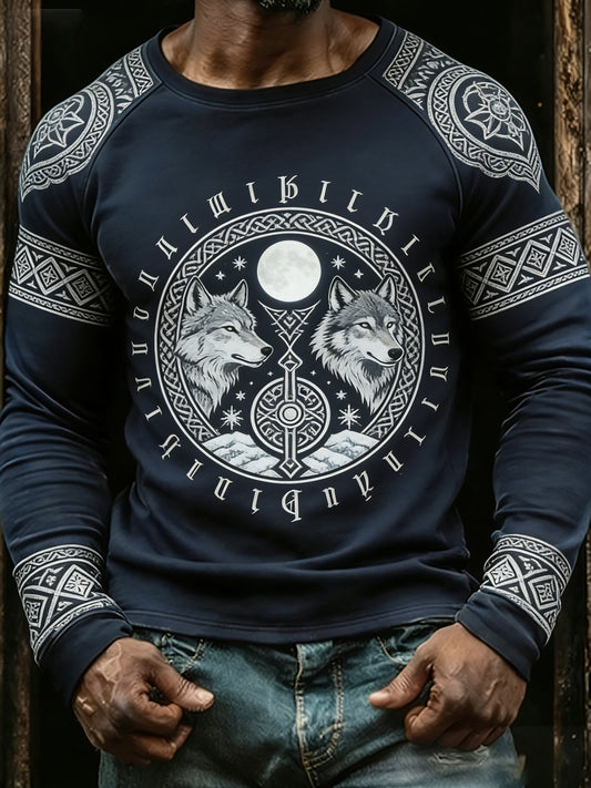 Men's long-sleeved Viking-themed top