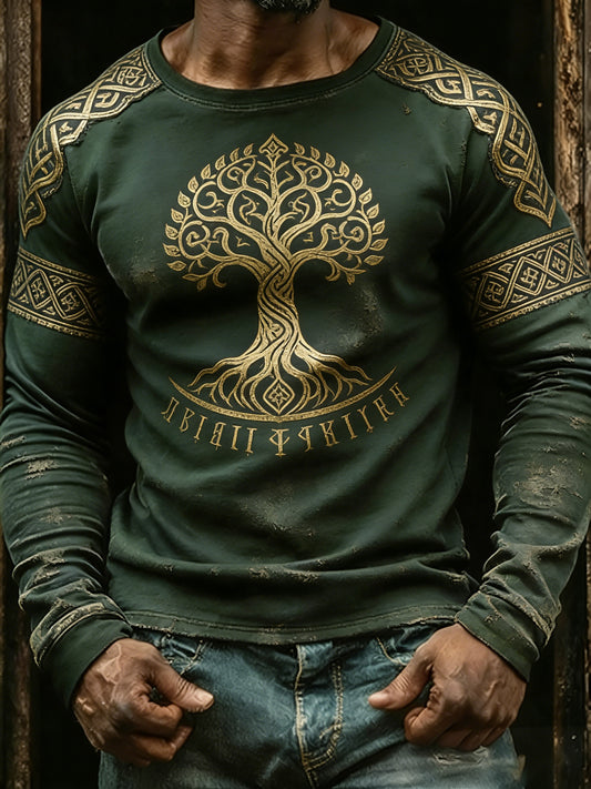 Men's long-sleeved shirt with a Viking theme