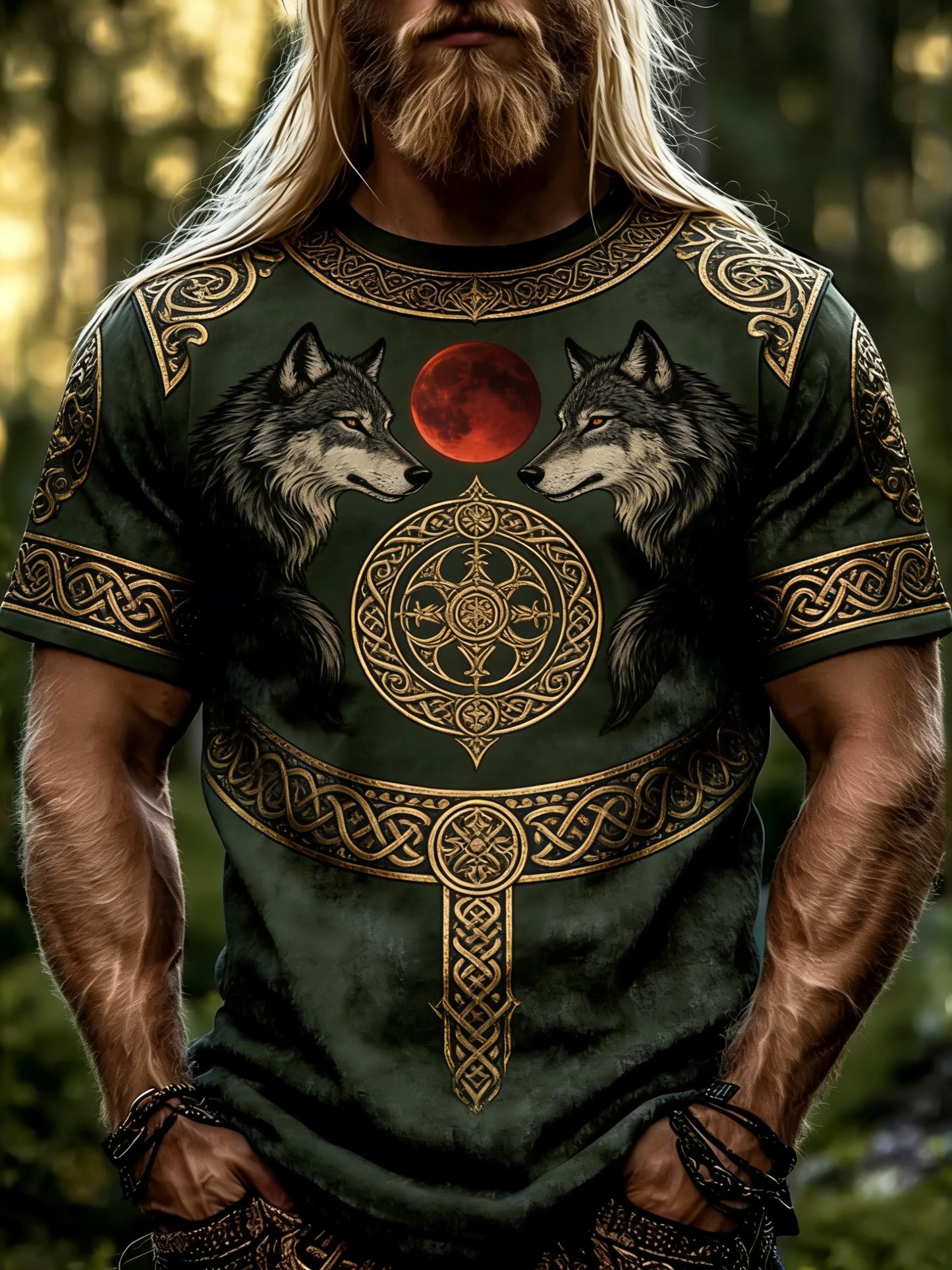 Herrtröja med vikingatema och tryck