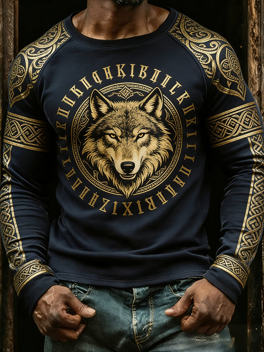 Men's long-sleeved shirt with a Viking theme