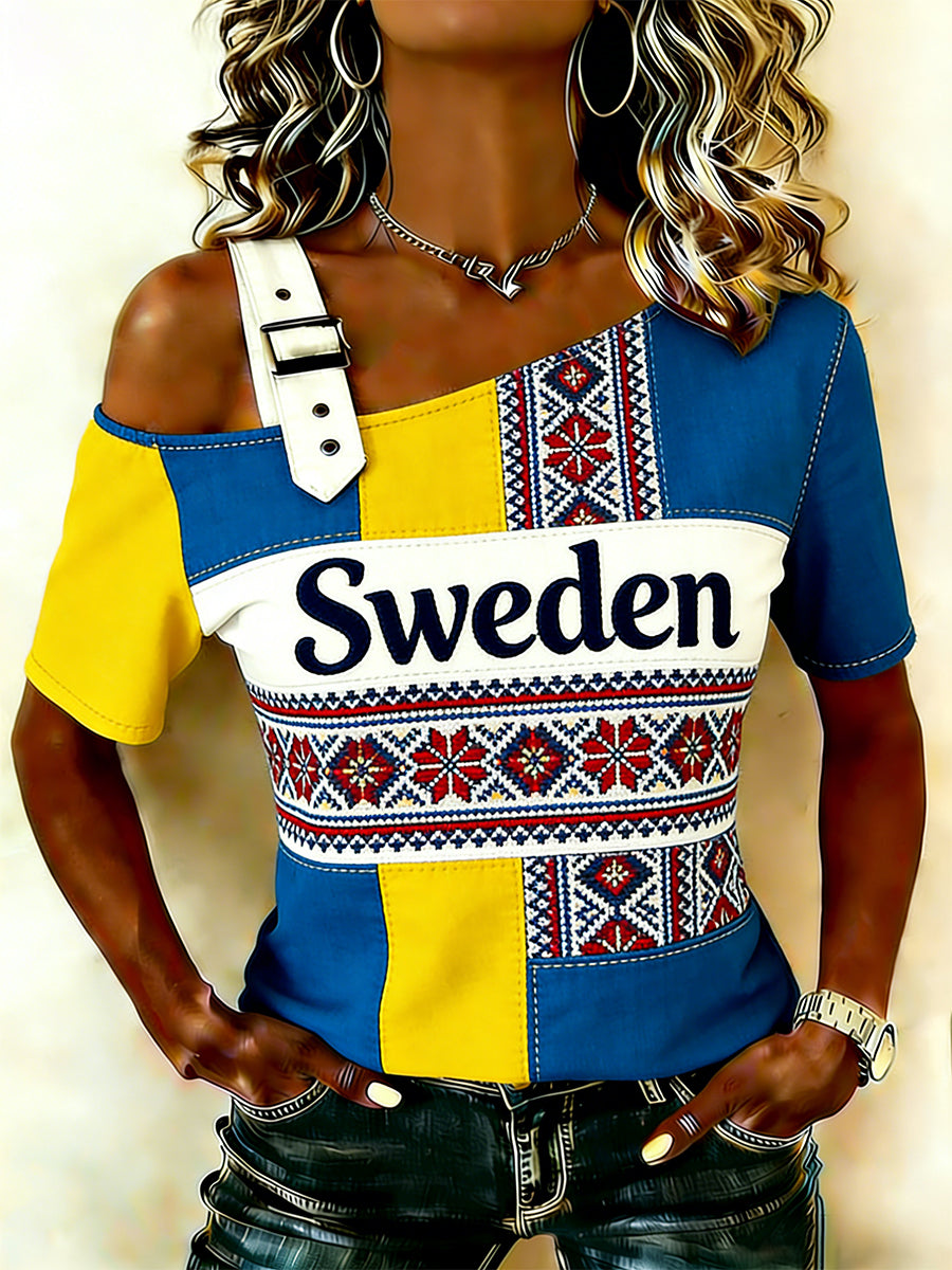 Women's top with ethnic pattern and camisole quality