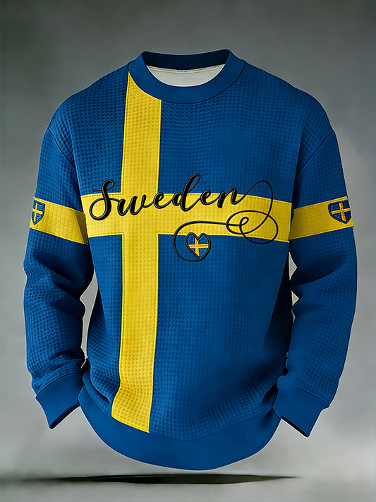 Men's track and field long-sleeved shirt with printed pattern