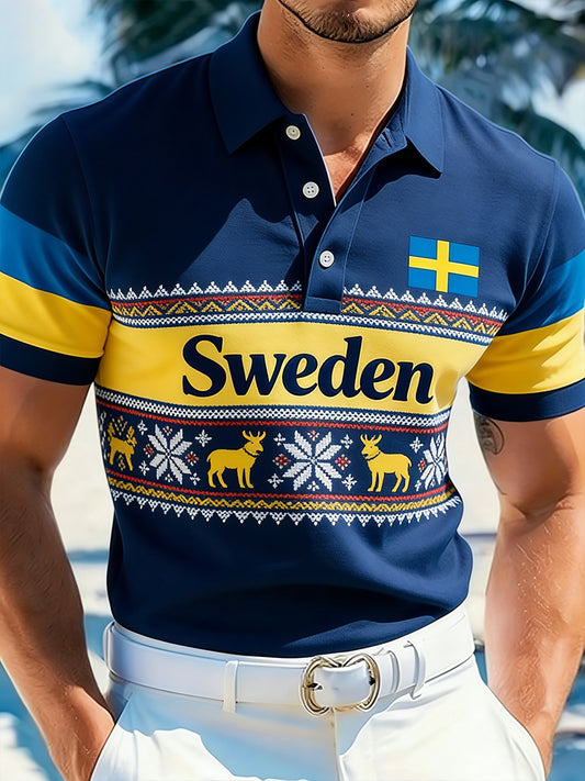 Relaxed polo shirt with print
