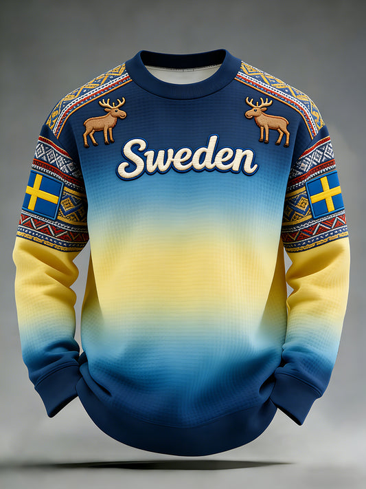 Men's track and field jersey with printed pattern and long sleeves