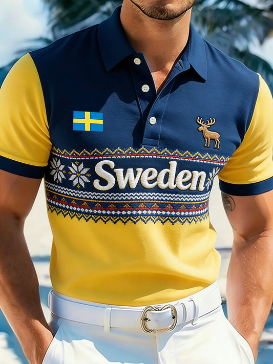 Relaxed polo shirt with print