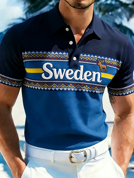 Relaxed polo shirt with print