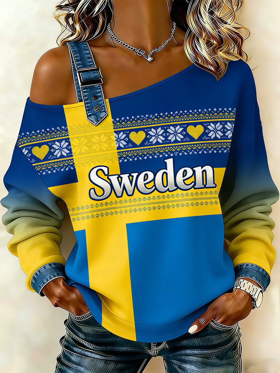 Dams kamisol-sweatshirt med etniskt mönster