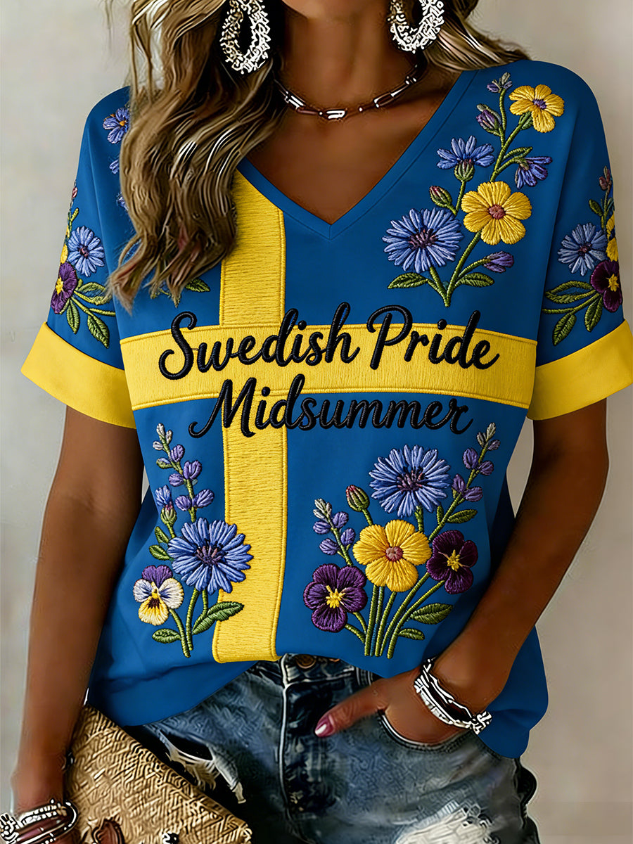 Dams Retro Svensk Midsommar Konsttryck Avslappnad Topp