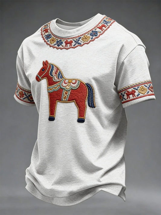 Men's Sweater with Swedish Dala Horse Art – Valhalla – Printed