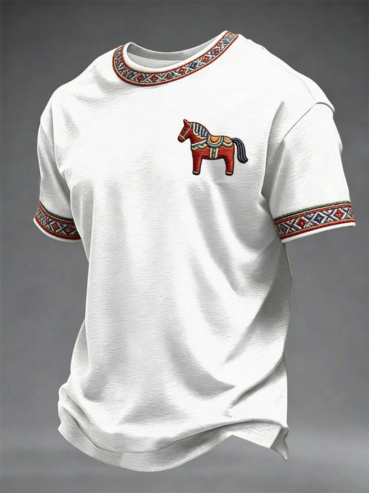 Men's sweatshirt with Swedish Dala horse art – Valhalla – printed