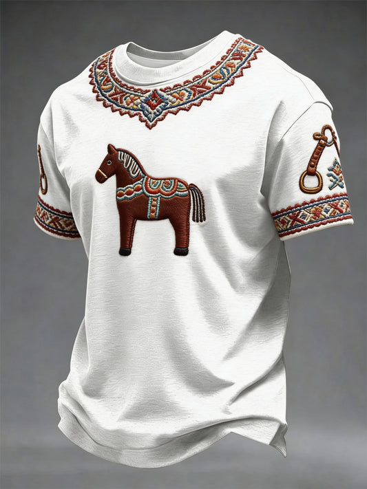 Men's Sweater with Swedish Dalecarlian Horse Art – Valhalla – Printed