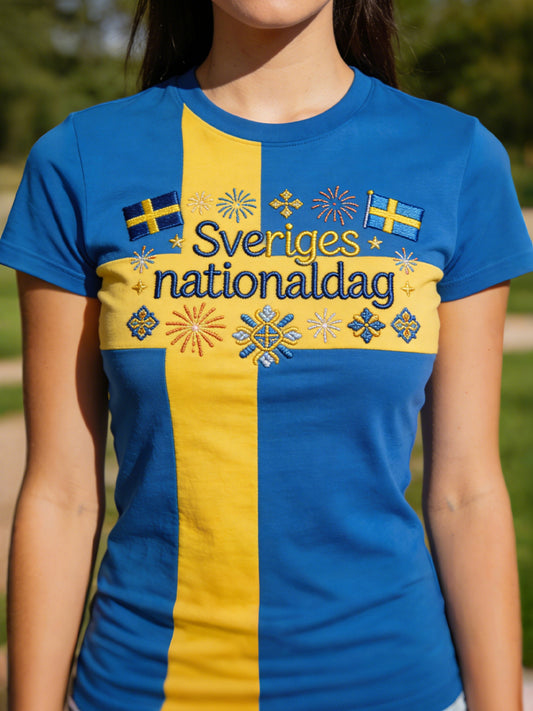 Women's T-shirt in ethnic style with color block print, relaxed fit with round neckline
