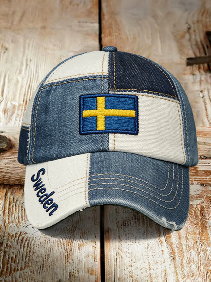 Colour-blocked printed hat