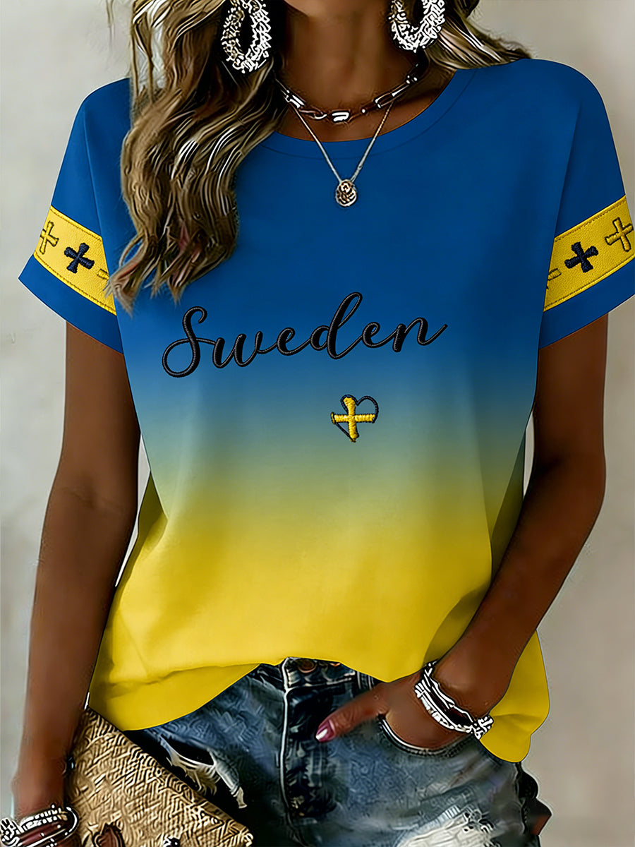 Retro Swedish Art Print Relaxed T-Shirt
