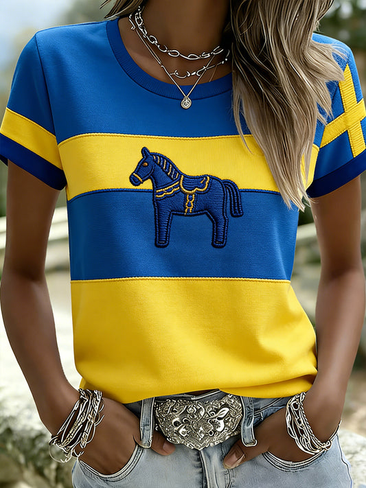Retro Swedish Art Print Relaxed T-Shirt