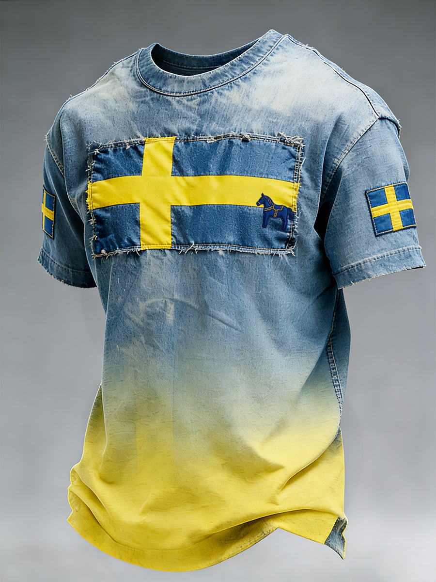 Retro Swedish Art Print Relaxed T-Shirt