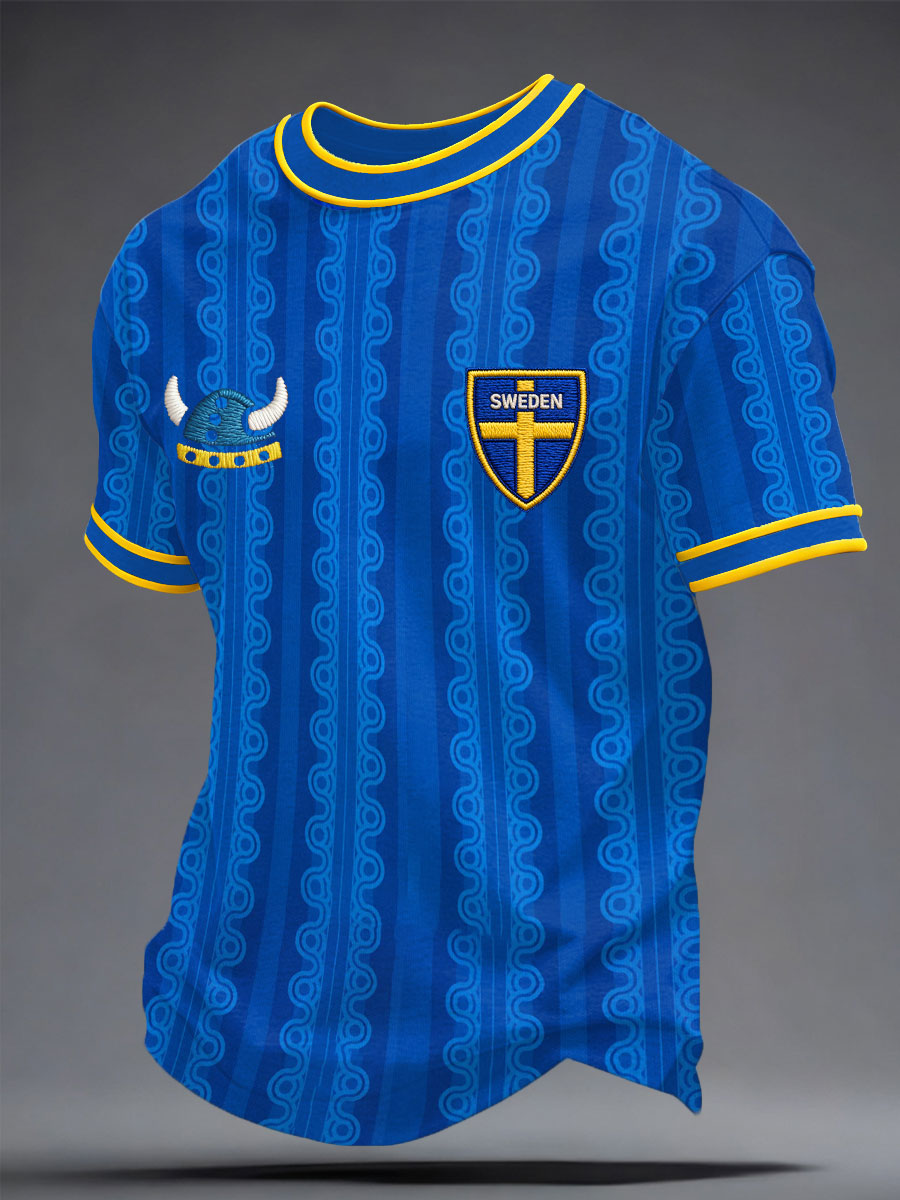 Men's Sweden Football Coach Printed T-shirt