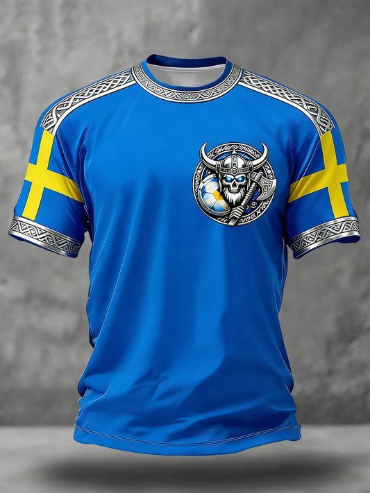 Men's Sweden Football Coach Printed T-Shirt