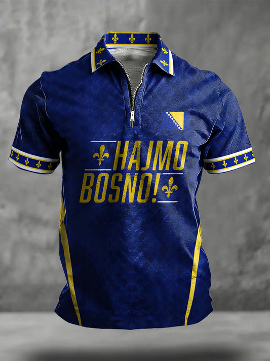 Men's Bosnia Football Lovers ZMAJEVI Printed Casual Tops