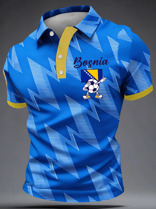 Men's Bosnia ZMAJEVI Football Lover Printed Polo Shirt