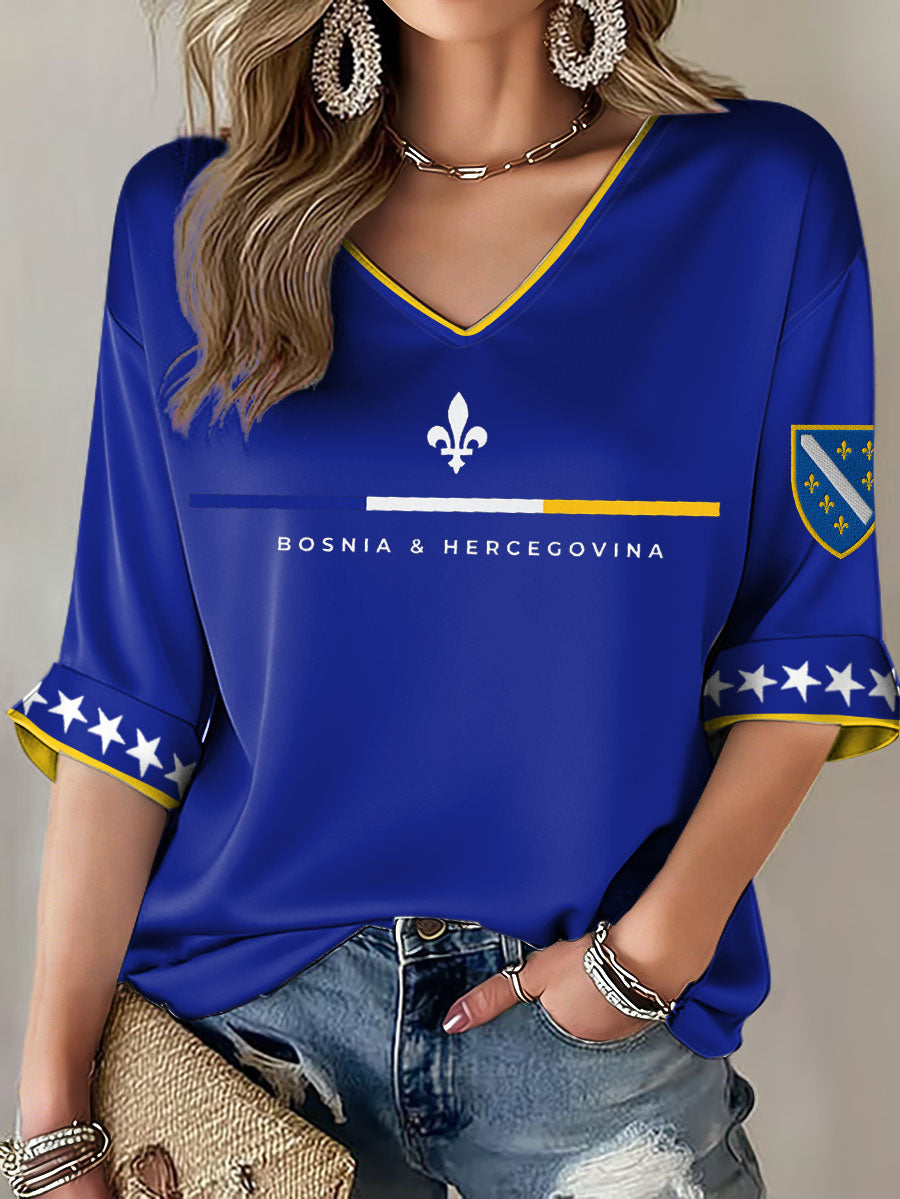 Ladies Bosnia ZMAJEVI Football Enthusiast Printed T-shirt
