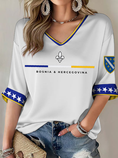 Ladies Bosnia ZMAJEVI Football Enthusiast Printed T-shirt