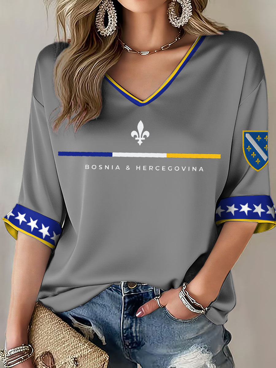 Ladies Bosnia ZMAJEVI Football Enthusiast Printed T-shirt