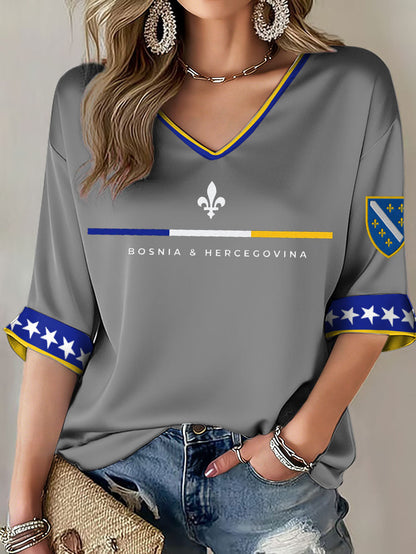 Ladies Bosnia ZMAJEVI Football Enthusiast Printed T-shirt