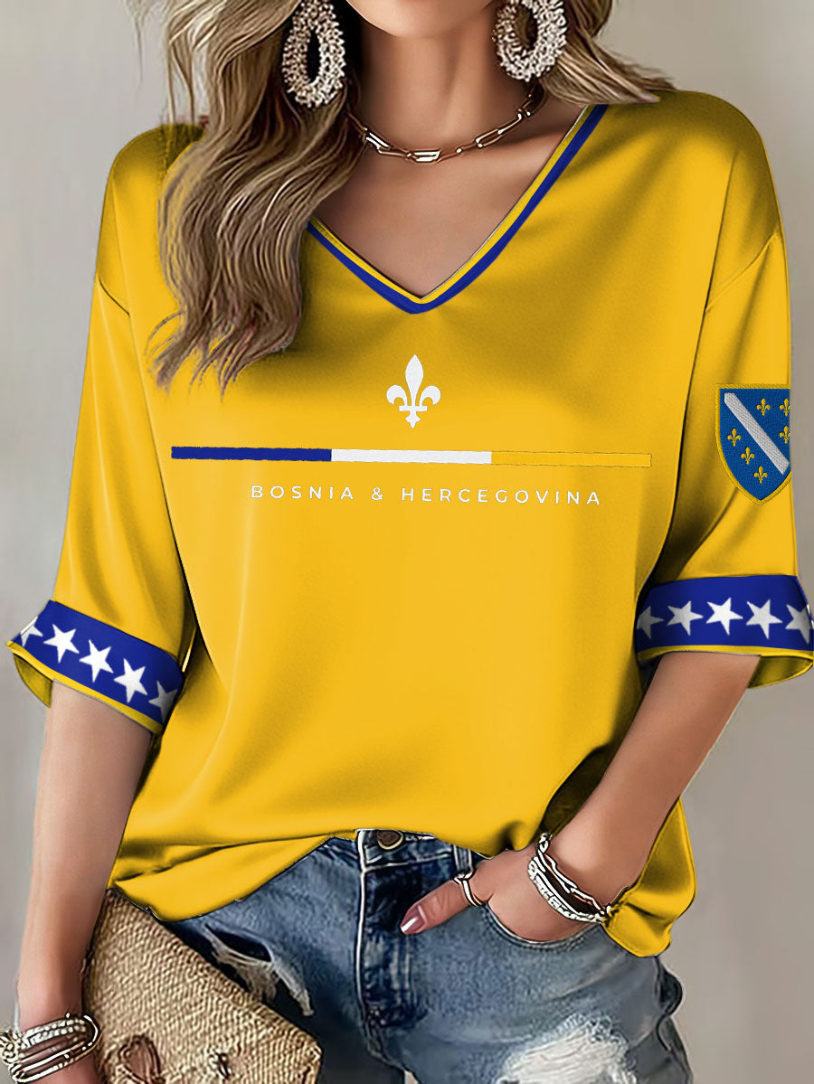 Ladies Bosnia ZMAJEVI Football Enthusiast Printed T-shirt