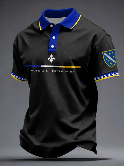 Men's Bosnia Football Lovers Printed Casual Tops