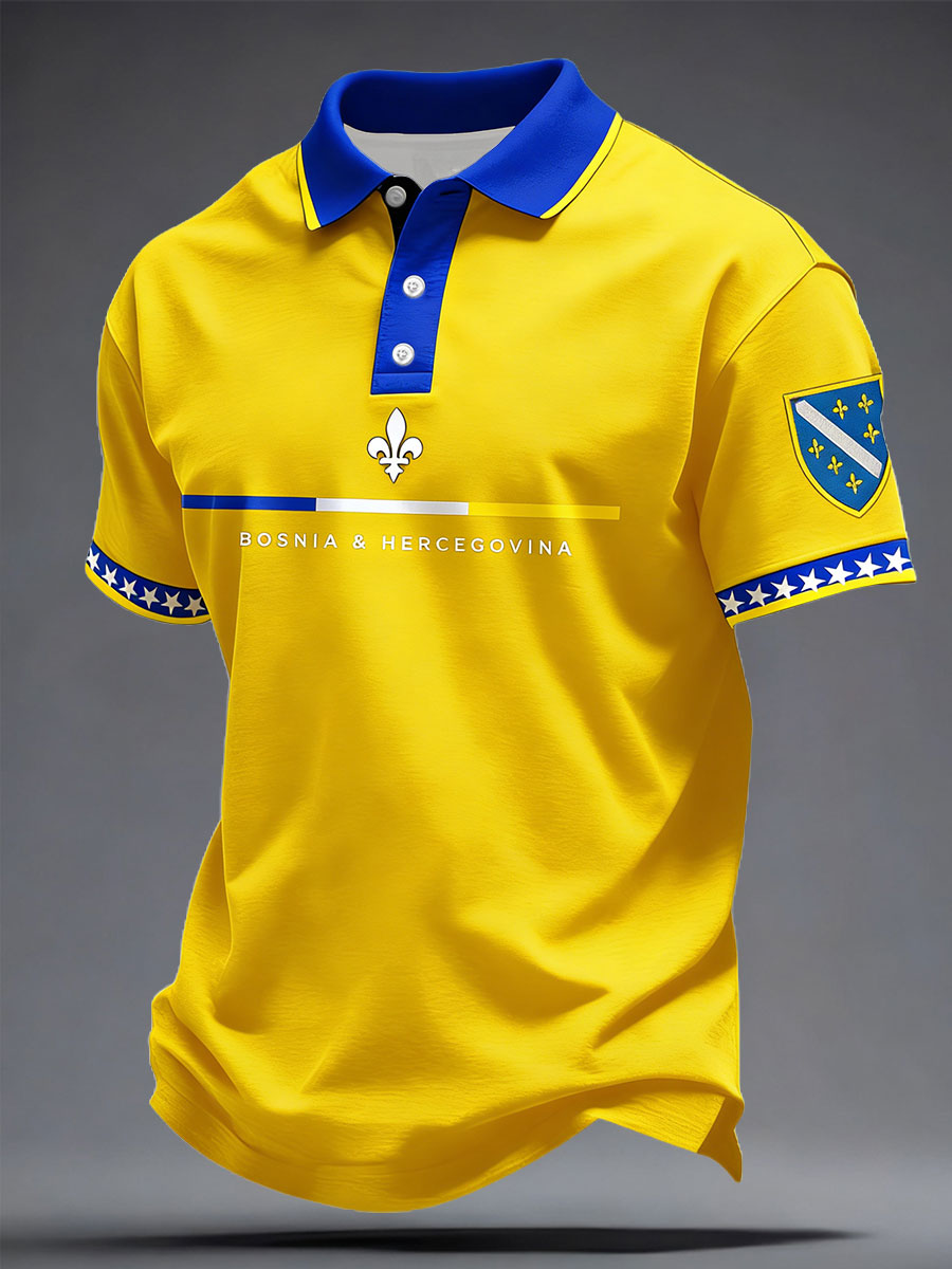 Men's Bosnia Football Lovers Printed Casual Tops