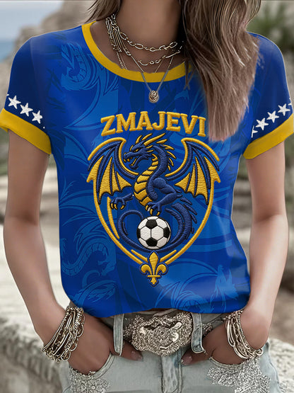 Women's Bosnia ZMAJEVI Football Lover Printed T-Shirt