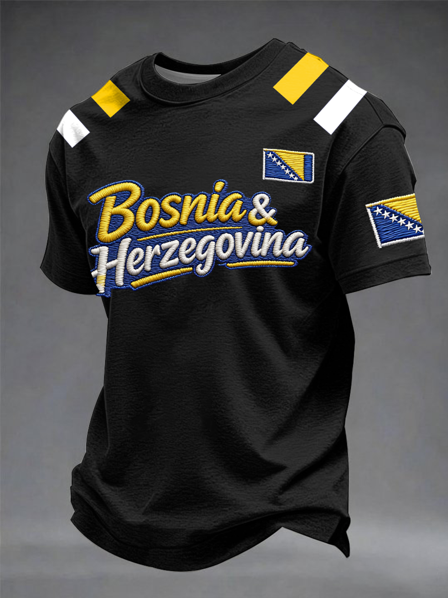 Mäns Bosnien ZMAJEVI Fotboll Lover Tryckta korta ärmar t-shirt