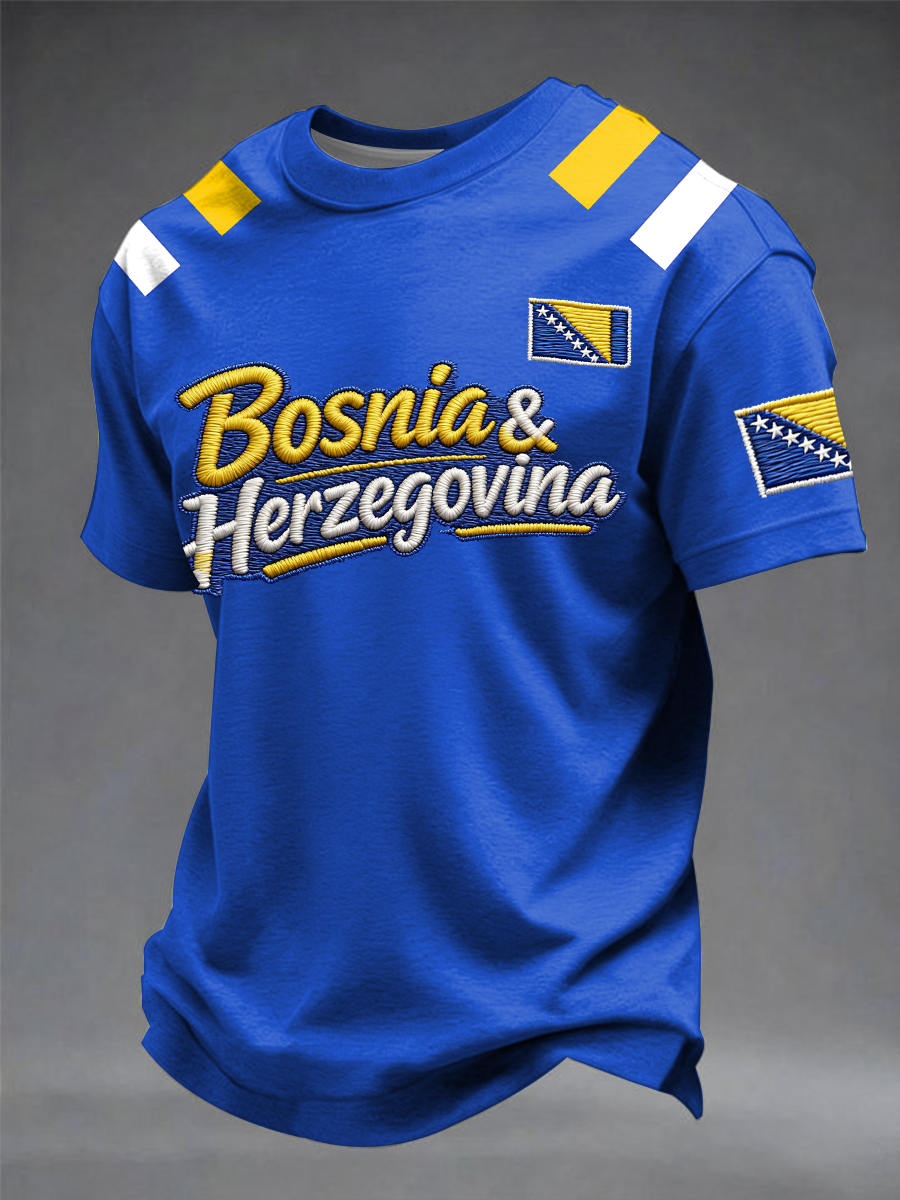 Mäns Bosnien ZMAJEVI Fotboll Lover Tryckta korta ärmar t-shirt