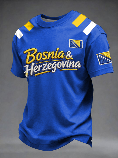 Mäns Bosnien ZMAJEVI Fotboll Lover Tryckta korta ärmar t-shirt