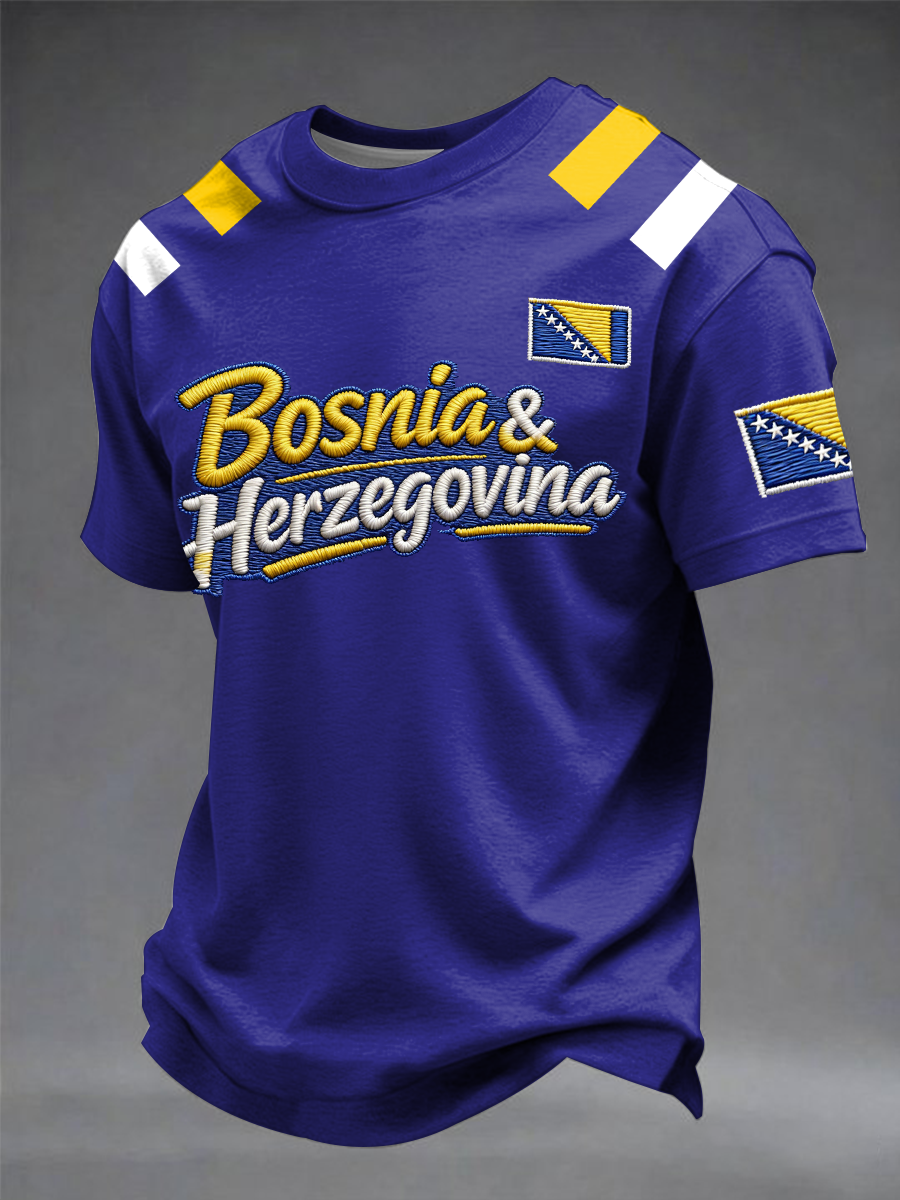 Mäns Bosnien ZMAJEVI Fotboll Lover Tryckta korta ärmar t-shirt