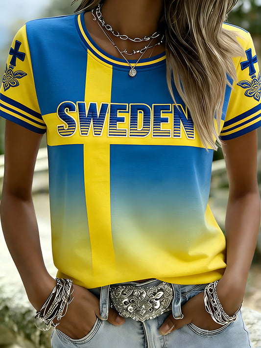 Retro svensk konstinspirerad tryckt ledig topp