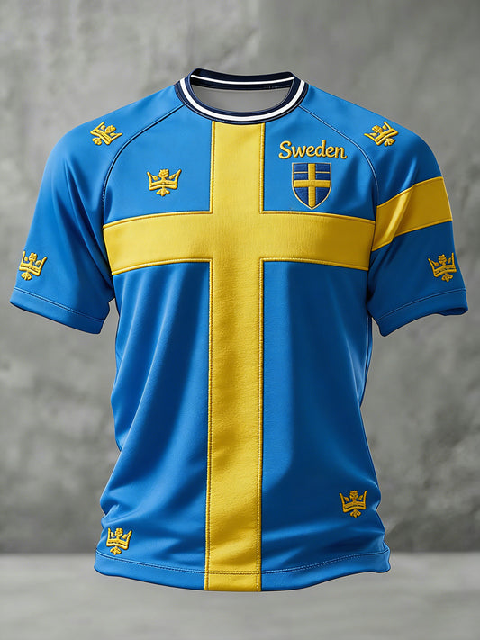 Retro Swedish art-inspired printed casual top